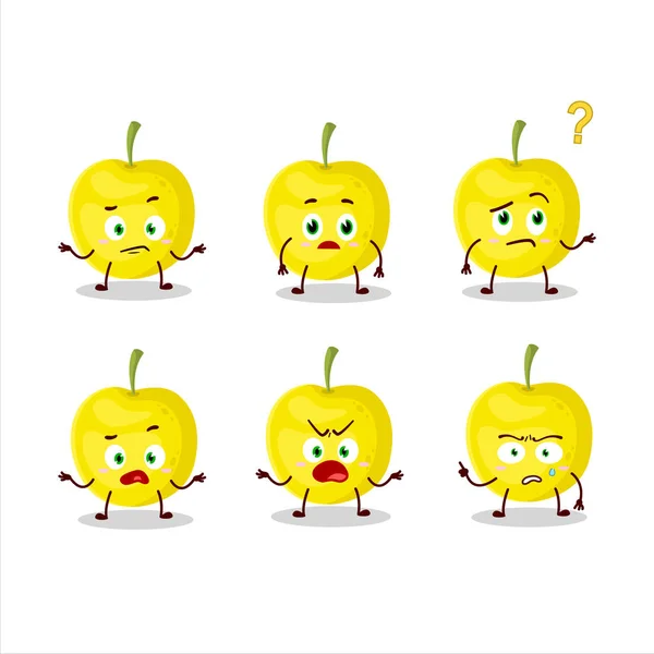 卡通人物的黄色樱桃有什么表情 矢量说明 — 图库矢量图片
