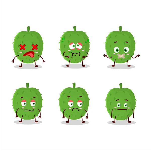 Dibujos Animados Soursop Carácter Con Expresión Nope Ilustración Vectorial — Vector de stock