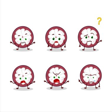 Mangosteen 'in karikatür karakteri hangi ifadeyle. Vektör illüstrasyonu