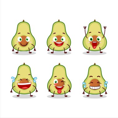 Avokado 'nun çizgi film karakteri ve gülümseme ifadesi. Vektör illüstrasyonu