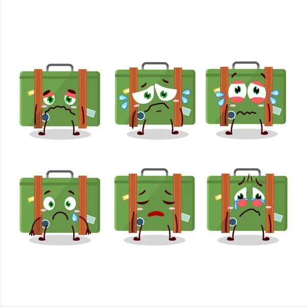 Valigia Viaggiante Personaggio Dei Cartoni Animati Con Espressione Triste Illustrazione — Vettoriale Stock