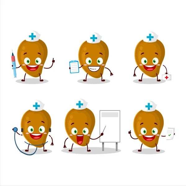 Doctor Profession Emoticon Zapote Cartoon Character Vector Illustration — Stock Vector