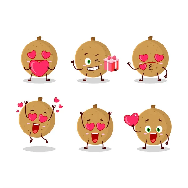 Longan Personagem Desenho Animado Com Amor Bonito Emoticon Ilustração Vetorial —  Vetores de Stock