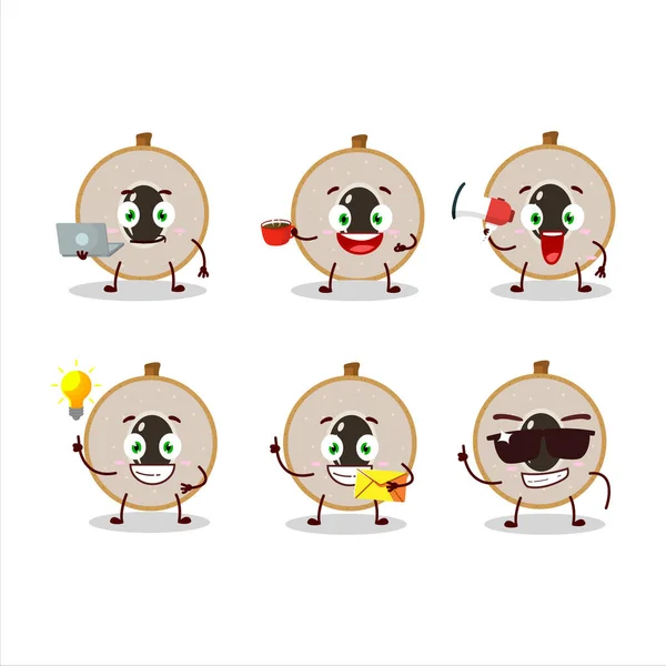 Rebanada Personaje Dibujos Animados Longan Con Varios Tipos Emoticonos Negocios — Vector de stock