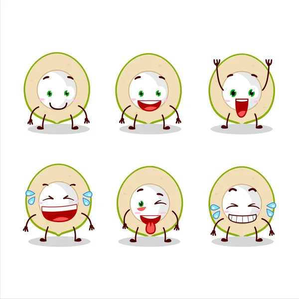 Cartoon Character Slice Green Coconut Smile Expression Vector Illustration — Stock Vector
