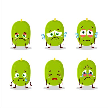 Hüzünlü suratlı Jackfruit çizgi film karakteri. Vektör illüstrasyonu