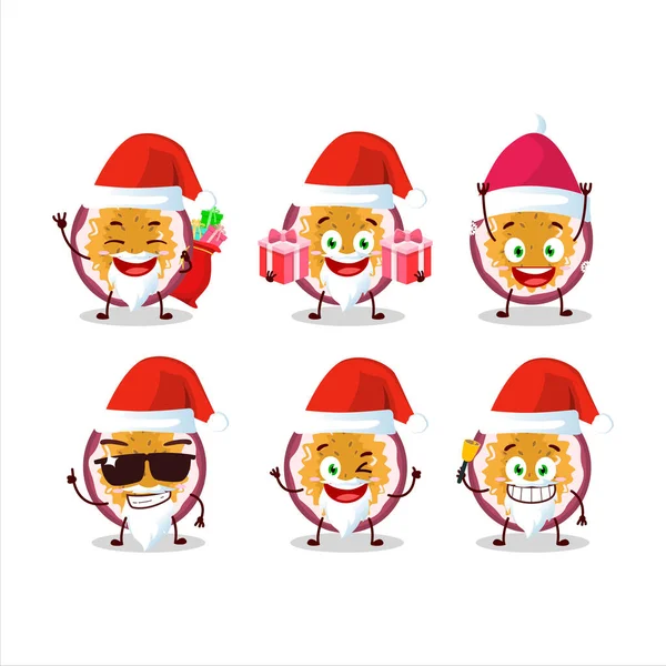 Emoticones Santa Claus Con Rebanada Personaje Dibujos Animados Maracuyá Ilustración — Vector de stock