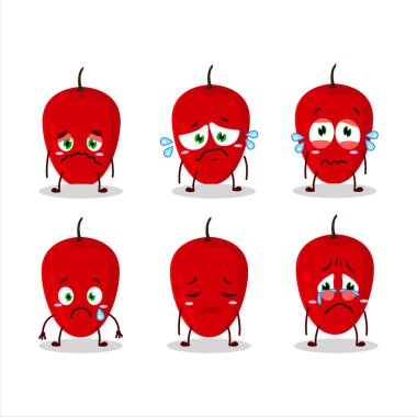 Tamarillo karikatüründe hüzünlü bir ifade var. Vektör illüstrasyonu