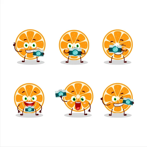 Εικονογράφος επάγγελμα emoticon με φέτα του χαρακτήρα κινουμένων σχεδίων kumquat — Διανυσματικό Αρχείο