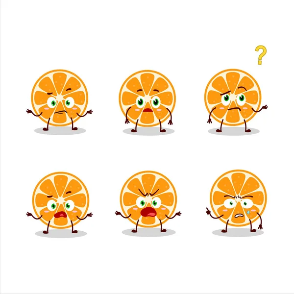 Karikatur einer Scheibe Kumquat mit welchem Ausdruck — Stockvektor