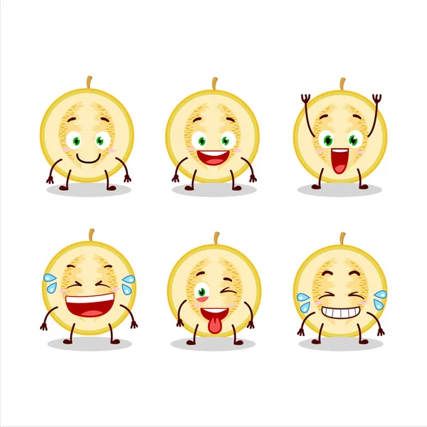 Personagem de desenho animado de fatia de melão amarelo com expressão de sorriso — Vetor de Stock