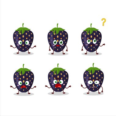 Siyah çilekli çizgi film karakteri. Vektör illüstrasyonu