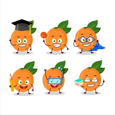 Çeşitli ifadelerle Greyfurt çizgi film karakteri öğrencisi. Vektör illüstrasyonu