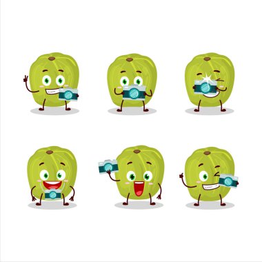 Mamla çizgi film karakteri ile fotoğrafçılık mesleği simgesi. Vektör illüstrasyonu