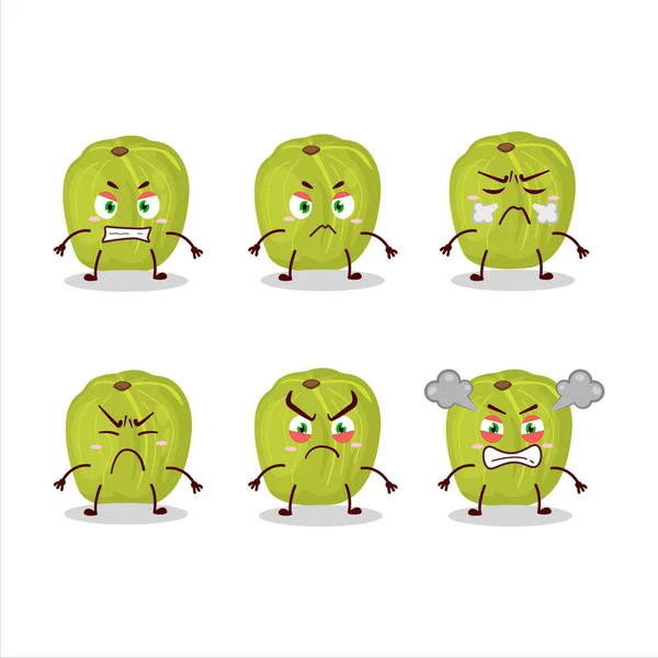 Amla Personaje Dibujos Animados Con Varias Expresiones Enojadas Ilustración Vectorial — Vector de stock