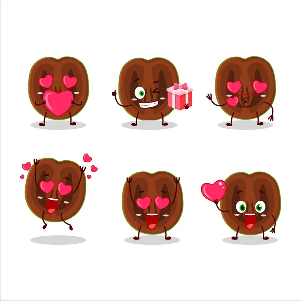 Fatia Personagem Desenho Animado Sapota Preta Com Amor Bonito Emoticon — Vetor de Stock