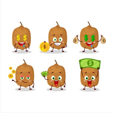 Cupuacu çizgi film karakteri, şirin ifadeli para getiriyor. Vektör illüstrasyonu