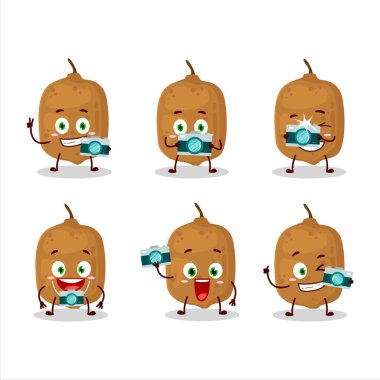 Cupuacu çizgi film karakteri ile fotoğrafçılık mesleği simgesi. Vektör illüstrasyonu