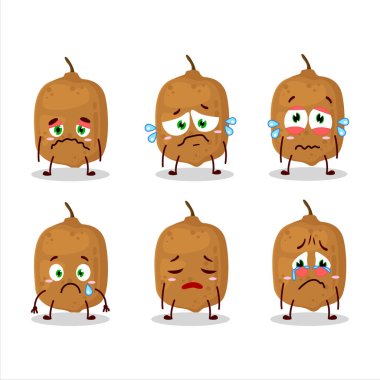 Kupuacu karikatürü hüzünlü bir ifadeyle karakterde. Vektör illüstrasyonu