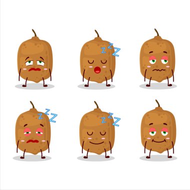 Uykulu yüzlü bir Cupuacu karakteri. Vektör illüstrasyonu