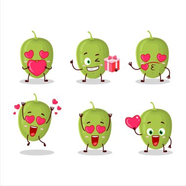 Aşk ifadesi olan zeytinli çizgi film karakteri. Vektör illüstrasyonu