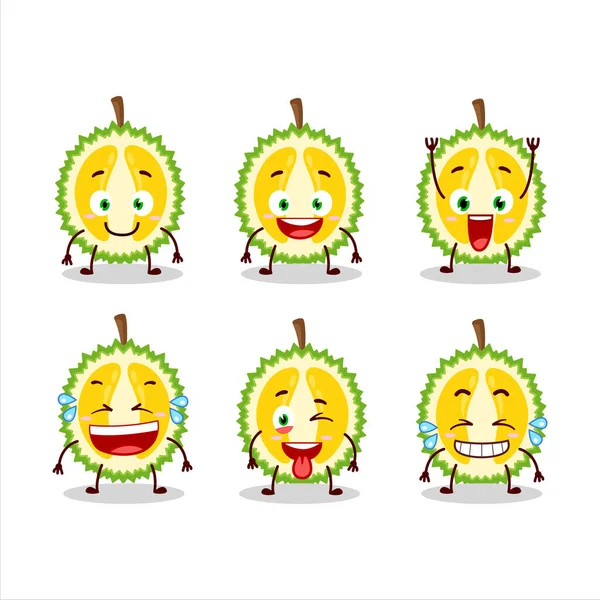 Personagem Desenhos Animados Fatia Durian Com Expressão Sorriso Ilustração Vetorial — Vetor de Stock