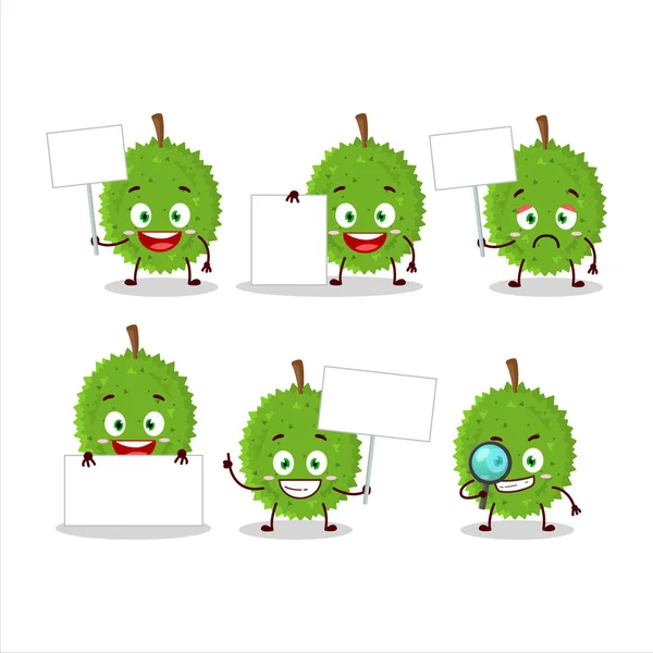 Durian Cartoon Character Bring Information Board Vector Illustration — Stock Vector