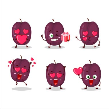 Aşk simgesi olan erik çizgi film karakteri. Vektör illüstrasyonu