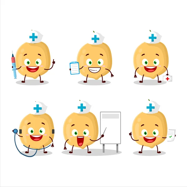 Dokter Beroep Emoticon Met Burmaanse Druiven Cartoon Karakter Vectorillustratie — Stockvector