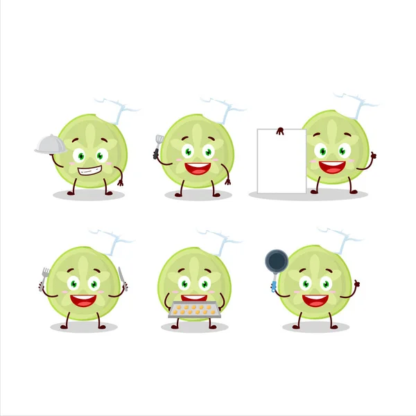 Cartoon Character Slice Bilimbi Various Chef Emoticons Vector Illustration — Stock Vector