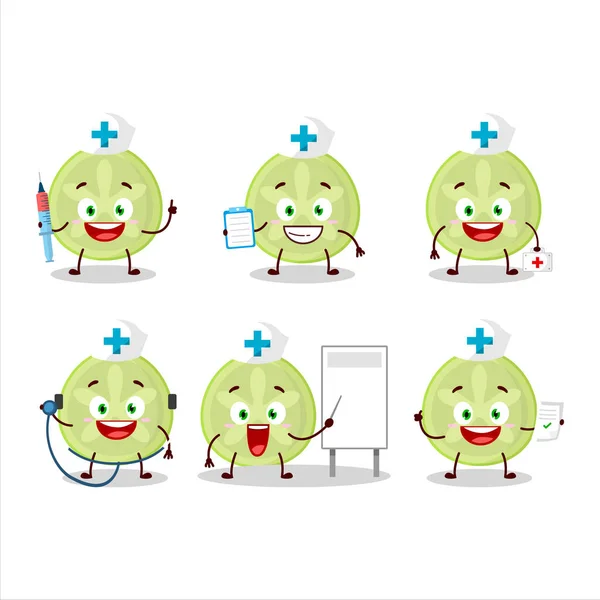 Médico Emoticono Profesión Con Rebanada Personaje Dibujos Animados Bilimbi Ilustración — Vector de stock