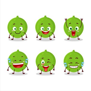 Alibertia meyvesiyle gülümseyen bir çizgi film karakteri. Vektör illüstrasyonu