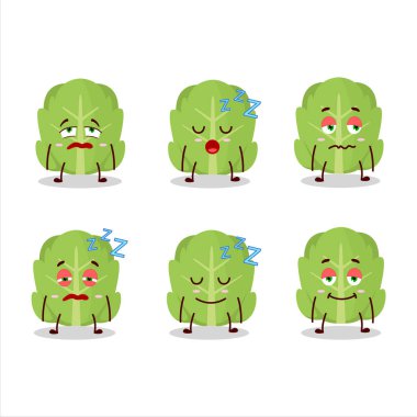 Uykulu yüzlü bir lahananın çizgi film karakteri. Vektör illüstrasyonu