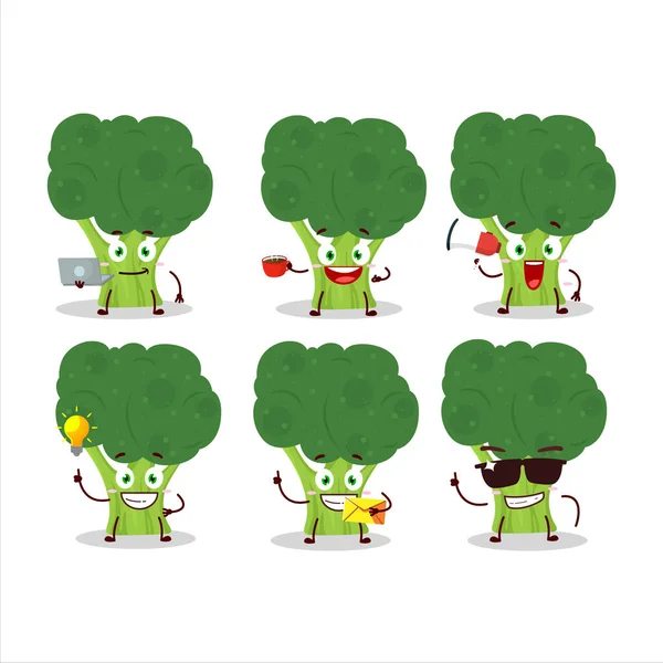 Brocoli Cartoon Character Various Types Business Emoticons Vector Illustration — Stock Vector
