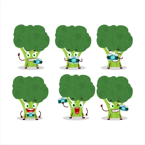 Emoticon Profesi Fotografi Dengan Karakter Kartun Brokoli Ilustrasi Vektor - Stok Vektor