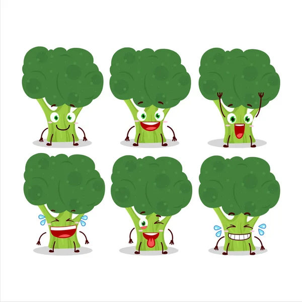 Karakter Kartun Brokoli Dengan Ekspresi Senyum Ilustrasi Vektor - Stok Vektor