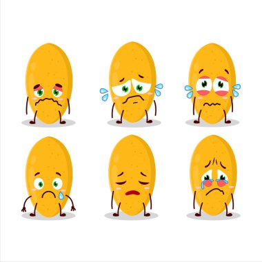 Üzgün suratlı Curuba meyveli çizgi film karakteri. Vektör illüstrasyonu