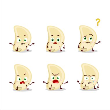 Çizgi film karakteri bir dilim sarımsak ve nasıl bir ifade. Vektör illüstrasyonu