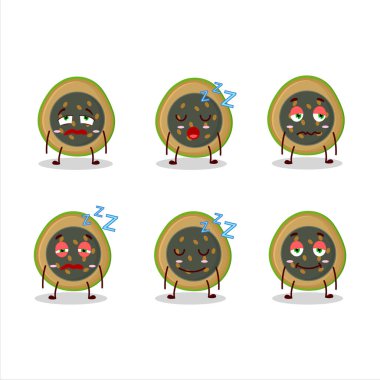 Uykulu ifadeli çizgi film karakteri Alibertia. Vektör illüstrasyonu