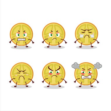 Çeşitli kızgın ifadeleri olan Lulo çizgi film karakteri. Vektör illüstrasyonu