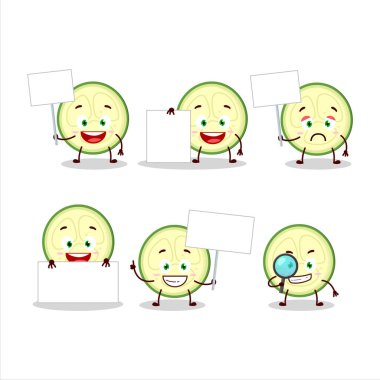 Bir dilim kabak çizgi film karakteri bilgi panosunu getir. Vektör illüstrasyonu