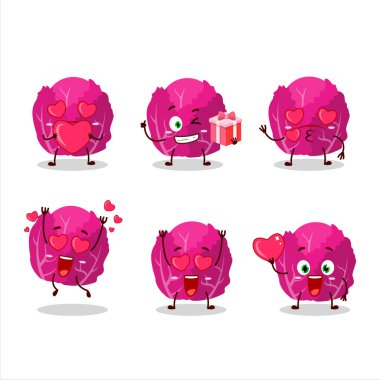 Kırmızı lahana çizgi film karakteri. Sevgi dolu bir ifade. Vektör illüstrasyonu