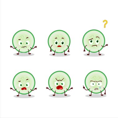 Çizgi film karakteri bir parça salatalık ve hangi ifade. Vektör illüstrasyonu