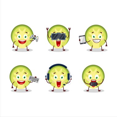 Brüksel lahanası dilimleri çizgi film karakteri çeşitli şirin ifadelerle oyunlar oynuyor. Vektör illüstrasyonu