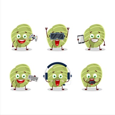 Beyaz lahana çizgi film karakteri çeşitli şirin ifadelerle oyunlar oynuyor. Vektör illüstrasyonu