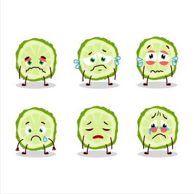 Hüzünlü bir kaffir limon meyveli çizgi film karakteri.