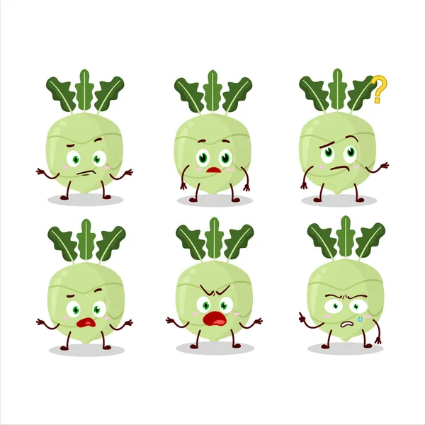 Personagem Desenho Animado Kohlrabi Com Que Expressão Ilustração Vetorial — Vetor de Stock