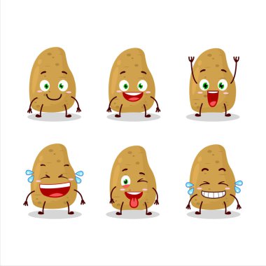 Gülen surat ifadesiyle patates çizgi karakteri. Vektör illüstrasyonu