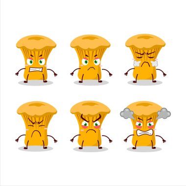 Değişik kızgın ifadeleri olan Chanterelle çizgi film karakteri. Vektör illüstrasyonu