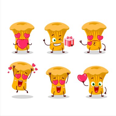 Chanterelle çizgi film karakteri. Sevgi dolu bir ifade. Vektör illüstrasyonu